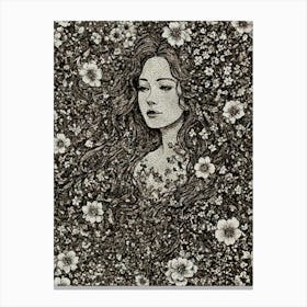 Girl In Flowers Canvas Print