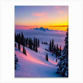 Kitzsteinhorn, Austria 2 Sunrise Skiing Poster Canvas Print