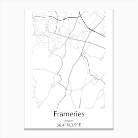 Frameries,Belgium Minimalist Map Canvas Print