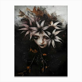 Dark Gothic Girl With Flowers On Her Head Canvas Print