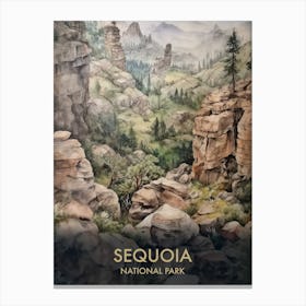 Sequoia National Park Watercolour Vintage Travel Poster 3 Canvas Print