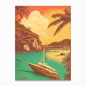 Cebu Island Philippines Vintage Sketch Tropical Destination Canvas Print