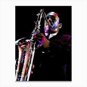 John Coltrane American Jazz Saxophonist in Colorful Digital Painting Canvas Print