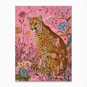 Floral Animal Painting Cougar 1 Canvas Print