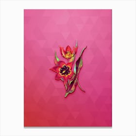 Vintage Red Strong Smelling Tulip Botanical Art on Beetroot Purple n.1465 Canvas Print