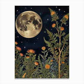 Moonlight In The Garden Style William Morris 1 Art Print 8 Canvas Print