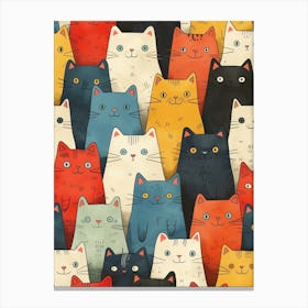 Perfectly Repeatable Artwork With Cute Cat Faces 18 Canvas Print