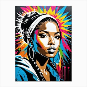 Graffiti Mural Of Beautiful Hip Hop Girl 50 Canvas Print