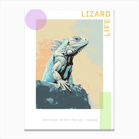 Pastel Blue Mexican Spiny Tailed Iguana Abstract Modern Illustration 2 Poster Canvas Print