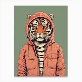 Tiger Illustrations Wearing A Hoodie 7 Canvas Print