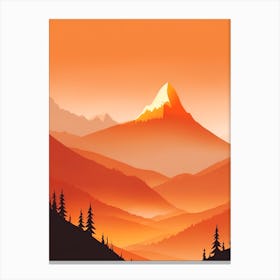 Misty Mountains Vertical Composition In Orange Tone 57 Canvas Print