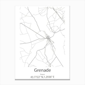 Grenade,France Minimalist Map Canvas Print