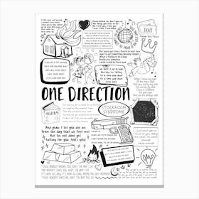 One Direction Doodle Lyrics Canvas Print