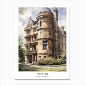 Oxford University 6 Watercolor Travel Poster Canvas Print