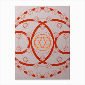 Geometric Abstract Glyph Circle Array in Tomato Red n.0006 Canvas Print