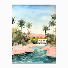 Swimming In Canary Islands Spain Watercolour Canvas Print