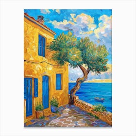 Yellow House On The Beach Canvas Print