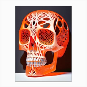 Skull With Intricate Linework 1 Orange Matisse Style Canvas Print
