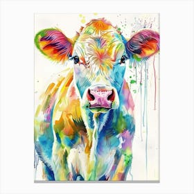 Cow Colourful Watercolour 2 Canvas Print