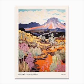 Mount Kilimanjaro Tanzania 4 Colourful Mountain Illustration Poster Canvas Print