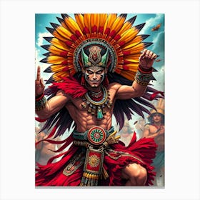 Aztec Warrior Danceing Canvas Print