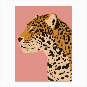 Jungle Safari Jaguar on Pink Canvas Print