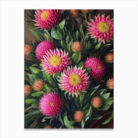 Proteas Still Life Oil Painting Flower Canvas Print