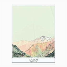Toubkal Morocco Color Line Drawing 8 Poster Canvas Print