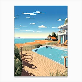 The Hamptons New York, Usa, Flat Illustration 3 Canvas Print