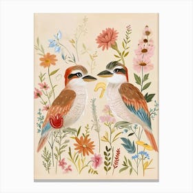 Folksy Floral Animal Drawing Kookaburra 3 Canvas Print