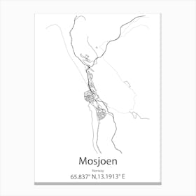 Mosjoen,Norway Minimalist Map Canvas Print