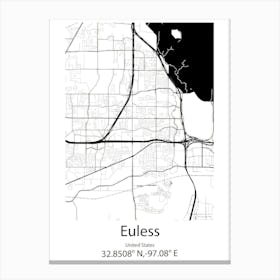 Euless,United States Minimalist Map Canvas Print