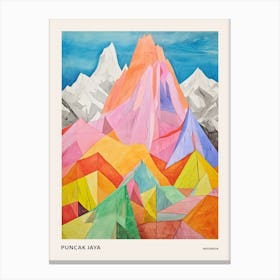 Puncak Jaya Indonesia 1 Colourful Mountain Illustration Poster Canvas Print