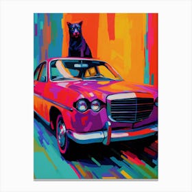 Dodge Charger Vintage Car With A Cat, Matisse Style Painting 1 Canvas Print