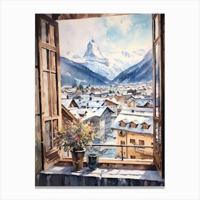 Winter Cityscape Hallstatt Austria 1 Canvas Print