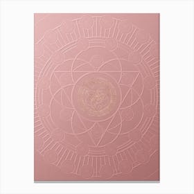 Geometric Gold Glyph on Circle Array in Pink Embossed Paper n.0183 Canvas Print