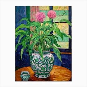 Flowers In A Vase Still Life Painting Globe Amaranth 2 Canvas Print