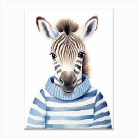 Baby Animal Watercolour Zebra 1 Canvas Print