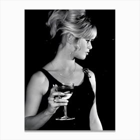 Brigitte Bardot Drinking Wine Canvas Print