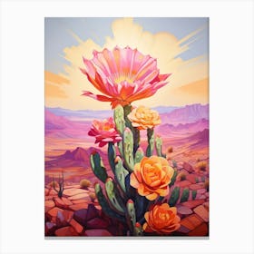 Cactus In The Desert Painting Canthocalycium 2 Canvas Print