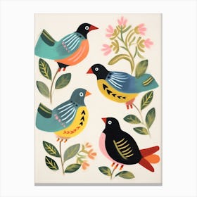 Folk Style Bird Painting Robin 5 Canvas Print