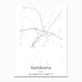 Karlskrona,Sweden Minimalist Map Canvas Print