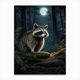 Raccoon In The Woods Canvas Print