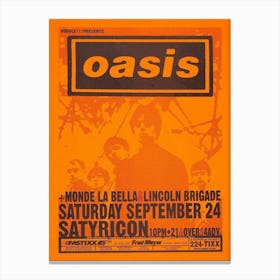 Oasis First Us Tour Satyricon Concert Poster (1994) Canvas Print