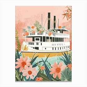 Steamboat Natchez Storybook Illustration 3 Canvas Print