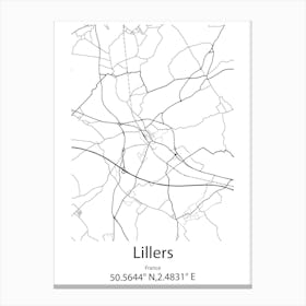 Lillers,France Minimalist Map Canvas Print