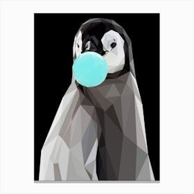 Penguin With Bubble Gum Canvas Print