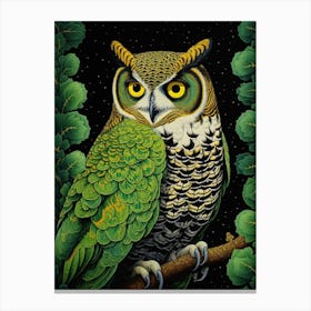 Ohara Koson Inspired Bird Painting Great Horned Owl 3 Canvas Print