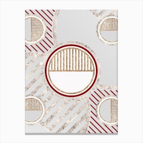 Geometric Abstract Glyph in Festive Gold Silver and Red n.0024 Canvas Print
