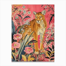 Floral Animal Painting Puma 2 Canvas Print